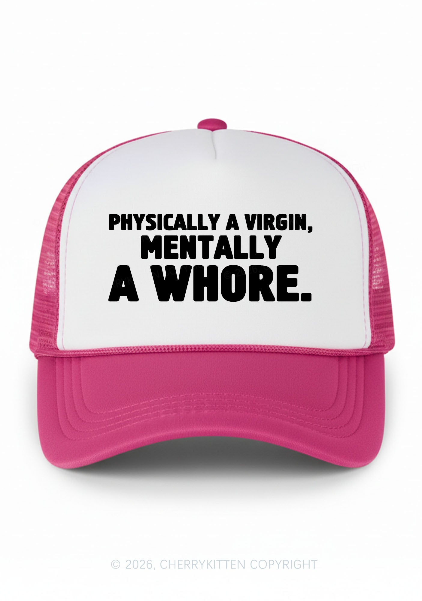 Mentally A Hore Y2K Colorblock Trucker Hat Cherrykitten