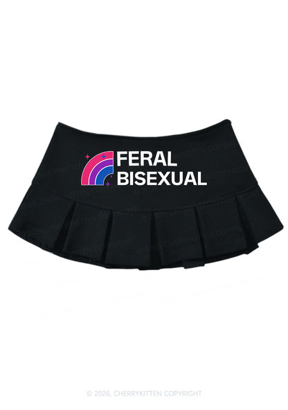 Feral Bisexual Pride Y2K Mini Pleated Skirts Cherrykitten