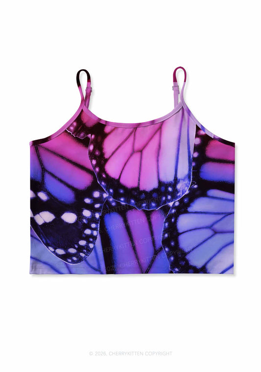 Bisexual Butterfly Wing Pride Y2K Print Cami Crop Top Cherrykitten