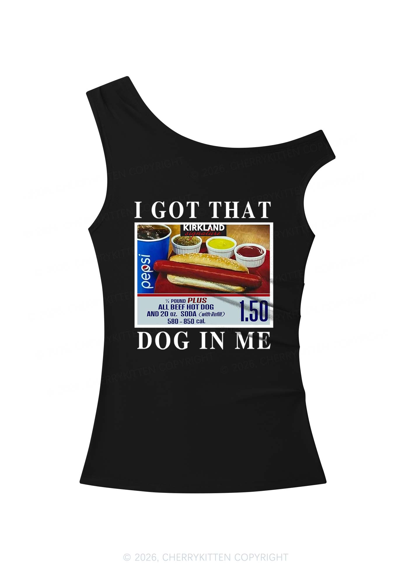 I Got That Hot Dog In Me Y2K Off Shoulder Tank Top Cherrykitten