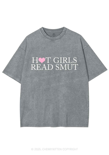 Hot Girls Read Smut Y2K Shirts Washed Tee Cherrykitten