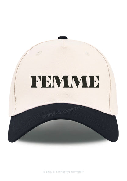 Embroidered Femme Pride Y2K Color Block Baseball Cap Cherrykitten