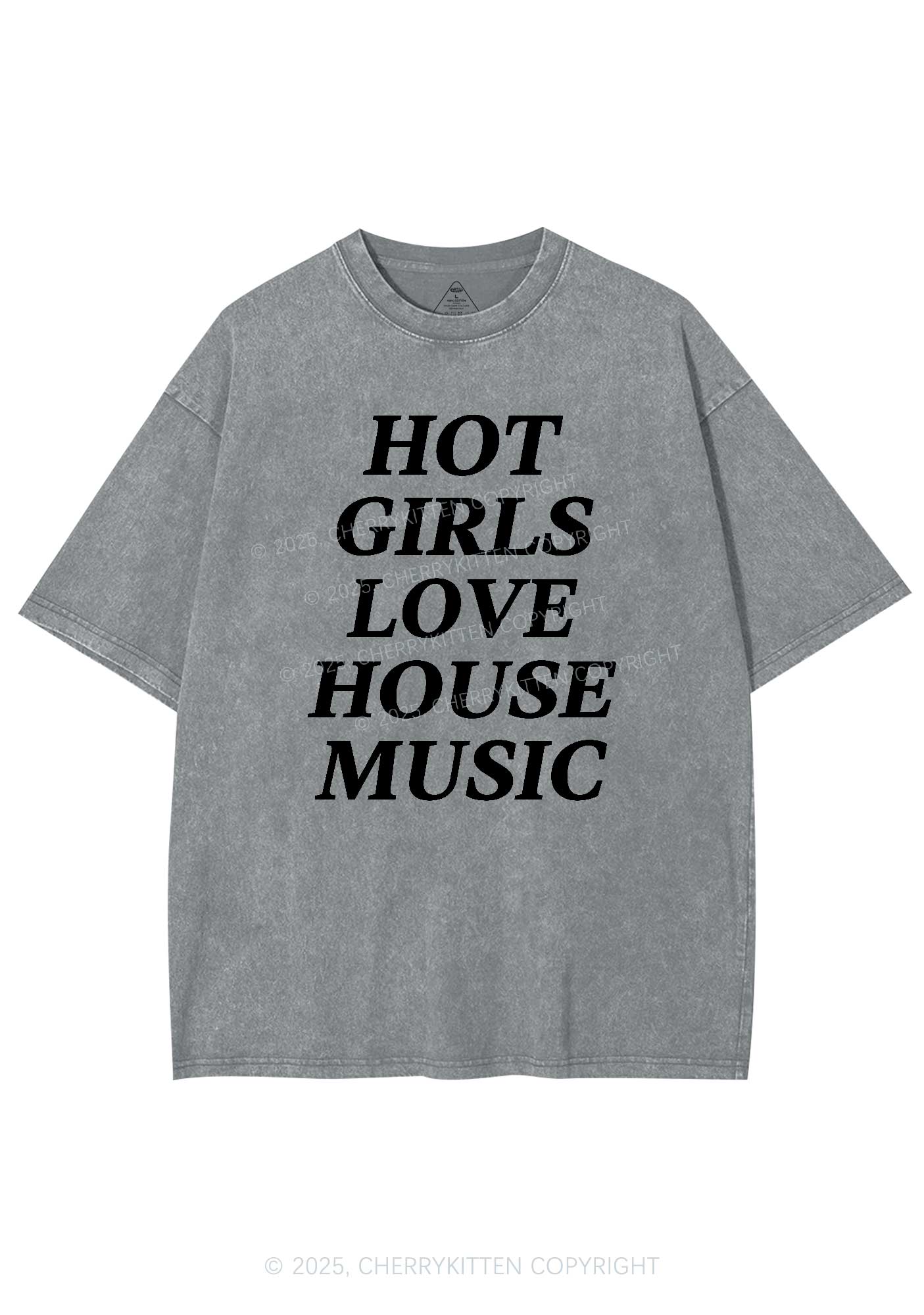 Girls Love House Music Y2K Shirts Washed Tee Cherrykitten
