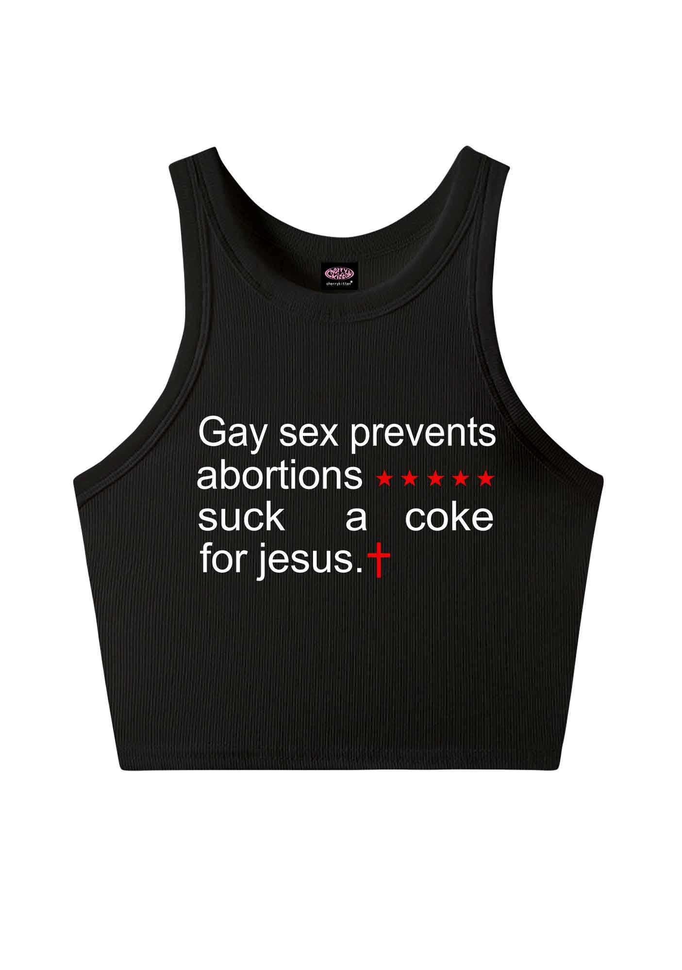 Suck A Coke For Jesus Pride Y2K Crop Tank Top Cherrykitten