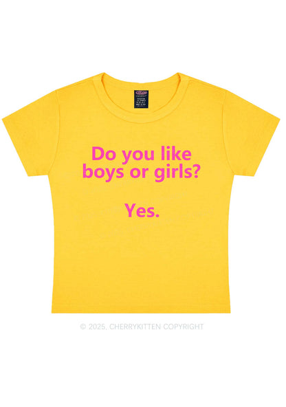 Do You Like Boys Or Girls Pride Y2K Baby Tee Cherrykitten