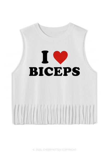 I Love Biceps Y2K Fringe Tank Top Cherrykitten