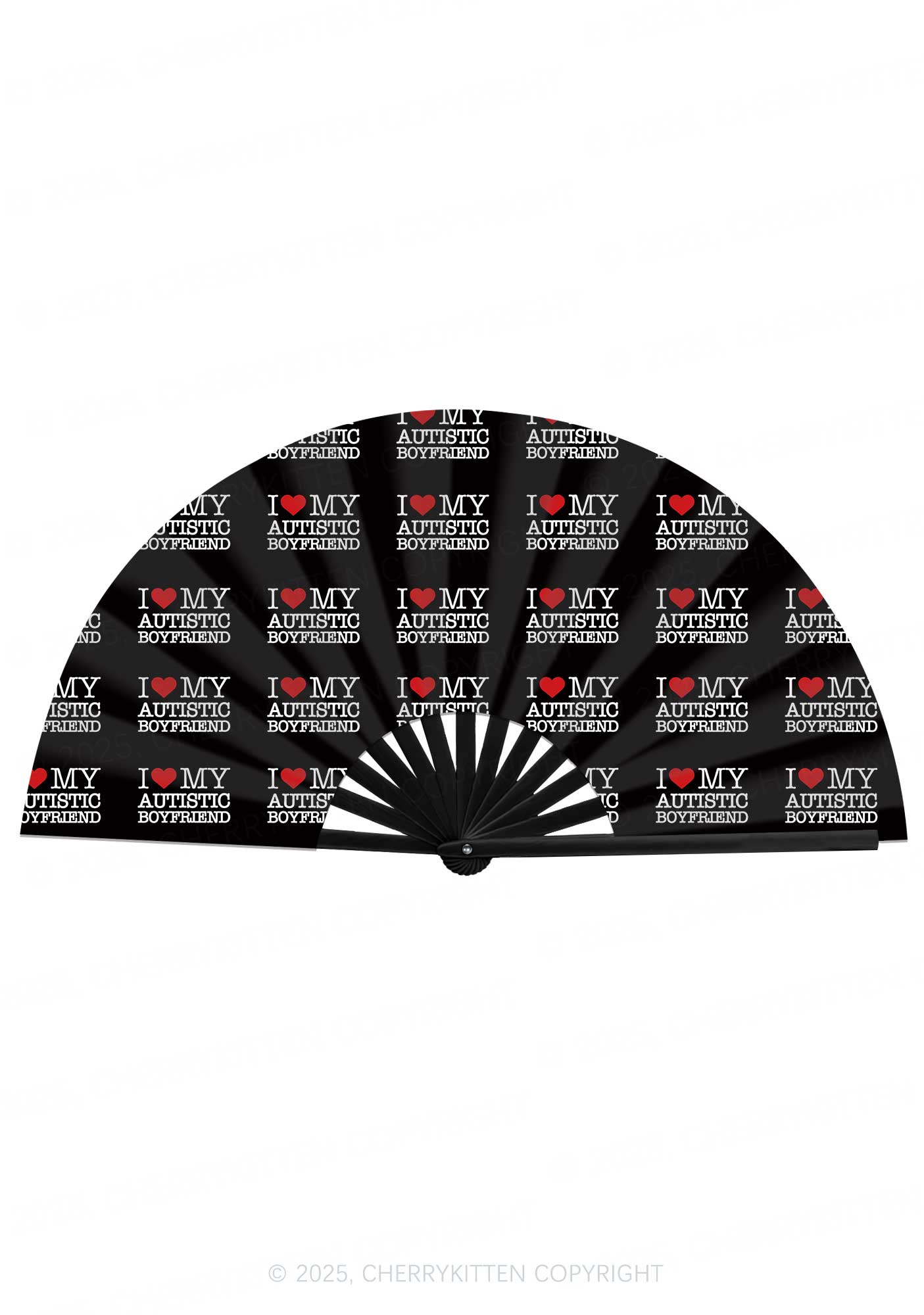 I Love My Autistic GF BF Valentine's Day Y2K Rave Hand Fan Cherrykitten