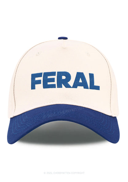 Embroidered Feral Y2K Color Block Baseball Cap Cherrykitten