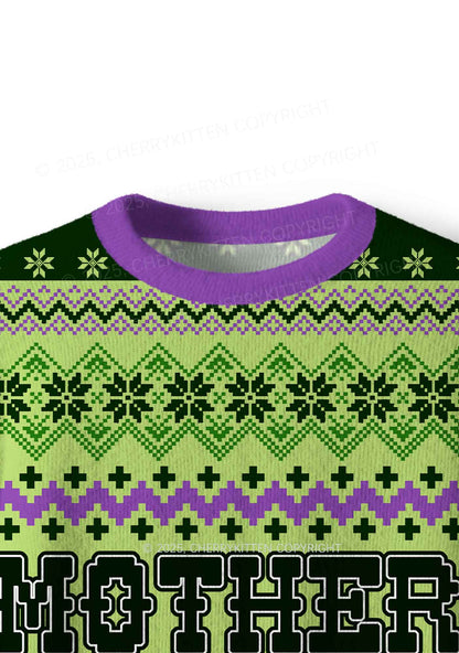 Motherfxcker Two Sides Y2K Christmas Knit Sweatshirt Cherrykitten