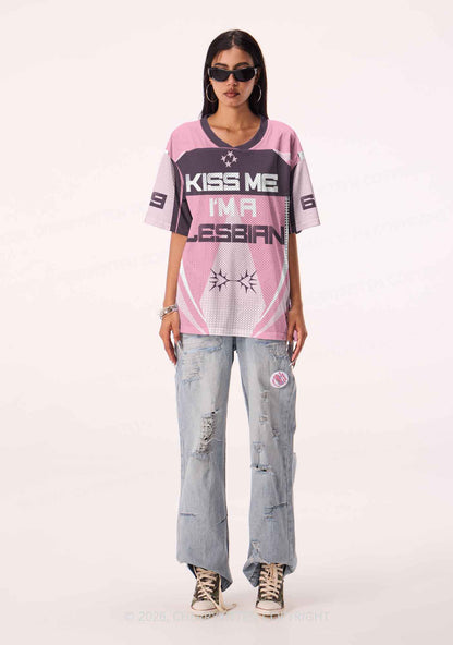Kiss Me Im Lesbian Pride Y2K Sport Jersey Shirts Cherrykitten
