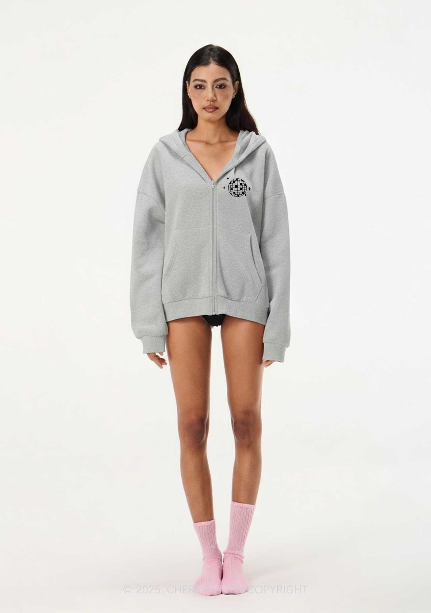 Save Horse Ride DJ Y2K Bunny Ear Zip Hoodie Cherrykitten