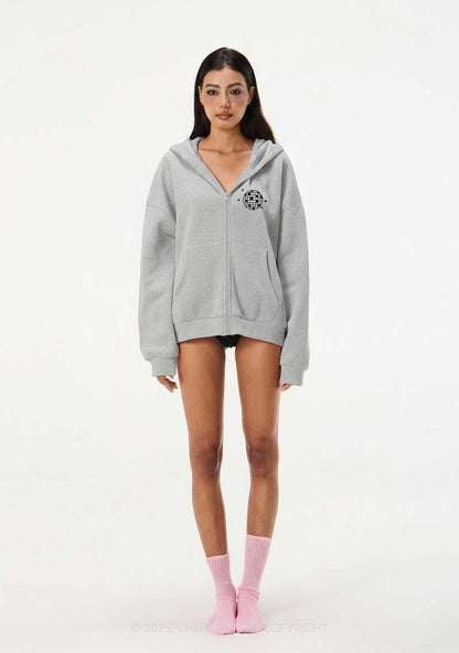 Save Horse Ride DJ Y2K Bunny Ear Zip Hoodie Cherrykitten