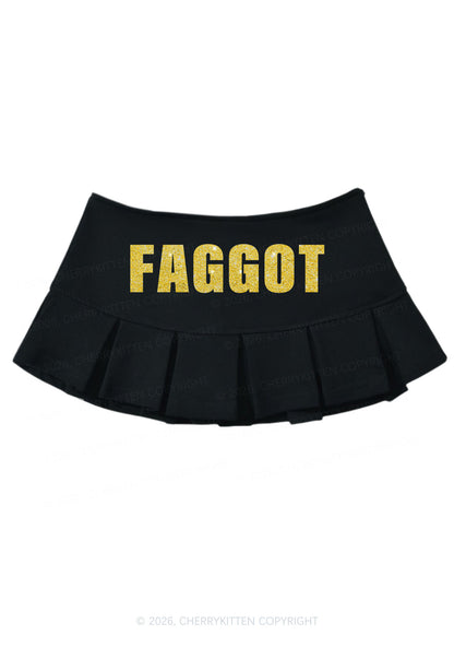 Glitter Faggot Pride Y2K Mini Pleated Skirts Cherrykitten