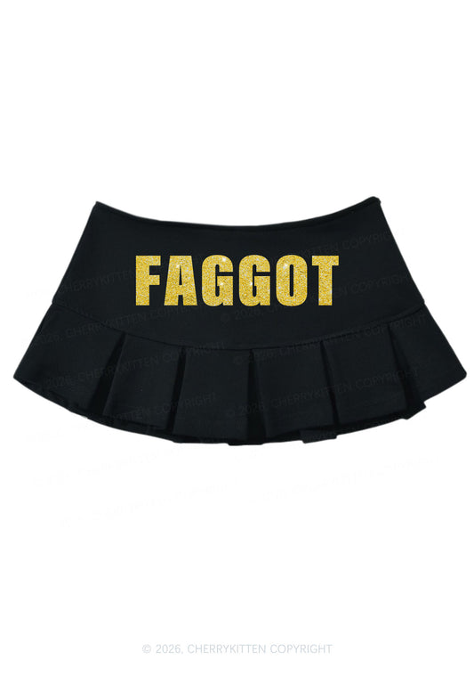 Glitter Faggot Pride Y2K Mini Pleated Skirts Cherrykitten
