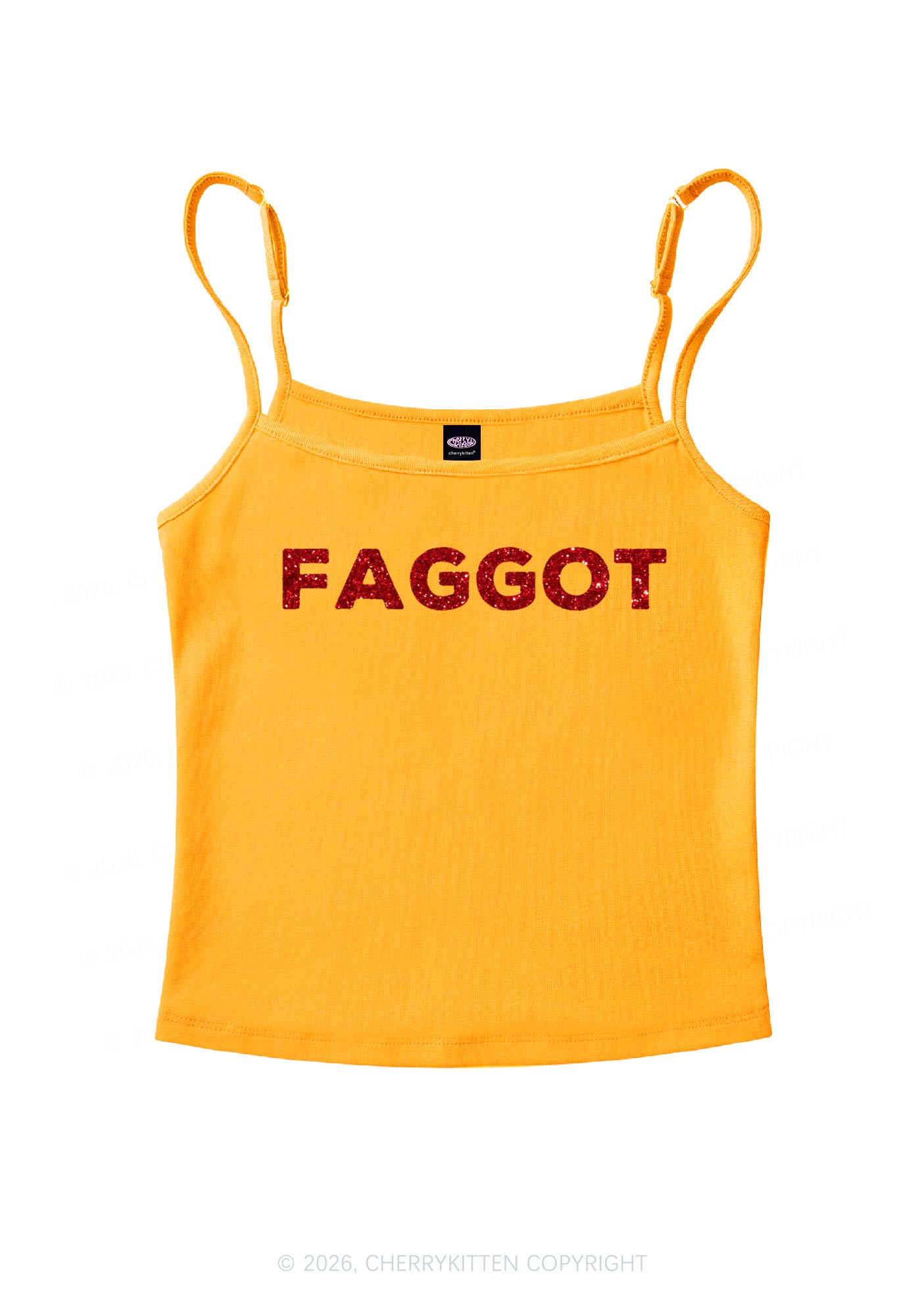Glitter Faggot Pride Y2K Spaghetti Strap Cami Cherrykitten