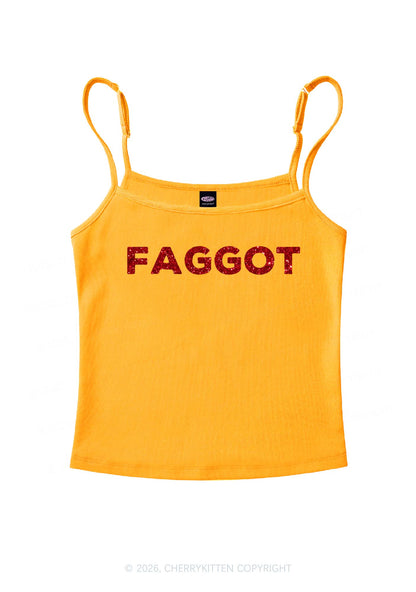 Glitter Faggot Pride Y2K Spaghetti Strap Cami Cherrykitten