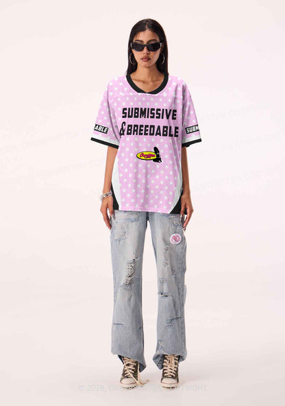 Submissive Breedable Pink Dots Y2K Sport Jersey Shirts Cherrykitten