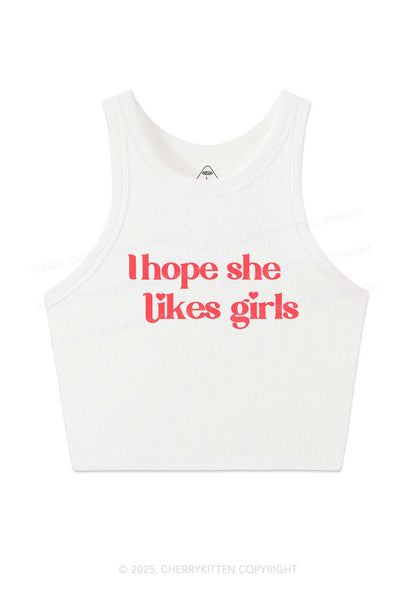 I Hope She Likes Girls Y2K Crop Tank Top Cherrykitten