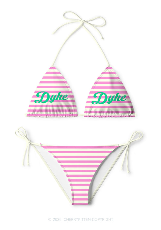 Pink Stripes Dyke Pride Y2K Print Bikini Set Cherrykitten