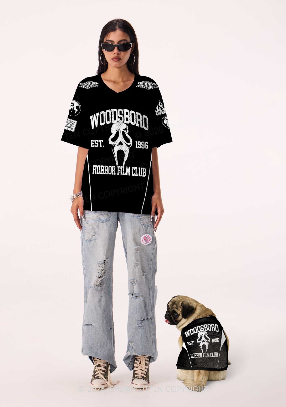 Halloween Horror Film Club Y2K Pet Jersey Cherrykitten