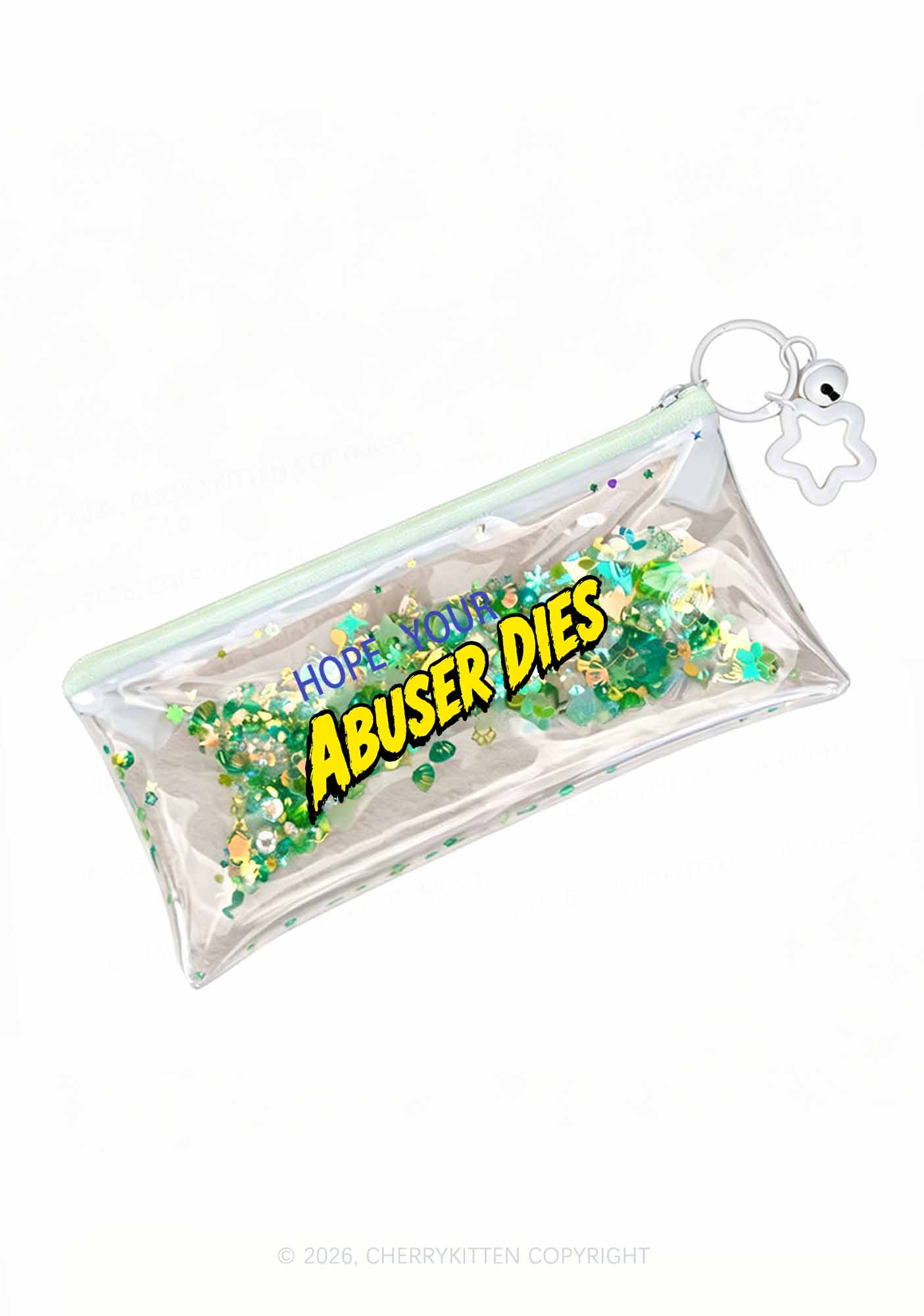 Hope Your Abuser Dies Y2K Quicksand Transparent Pencil Pouch Cherrykitten