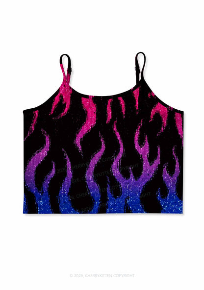 Bisexual Flame Pride Y2K Print Cami Crop Top Cherrykitten