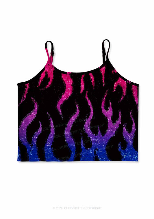 Bisexual Flame Pride Y2K Print Cami Crop Top Cherrykitten