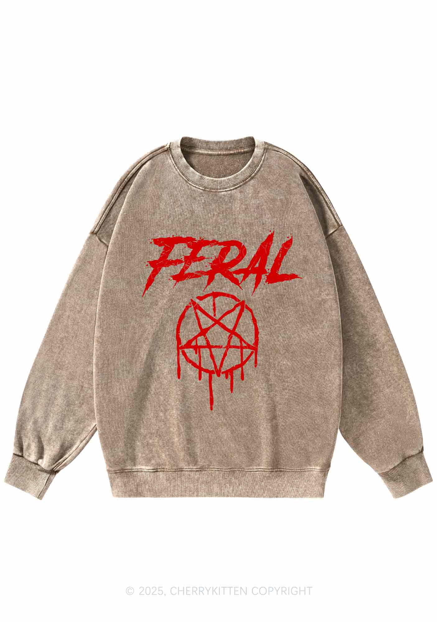 Halloween Feral Y2K Washed Sweatshirts Cherrykitten