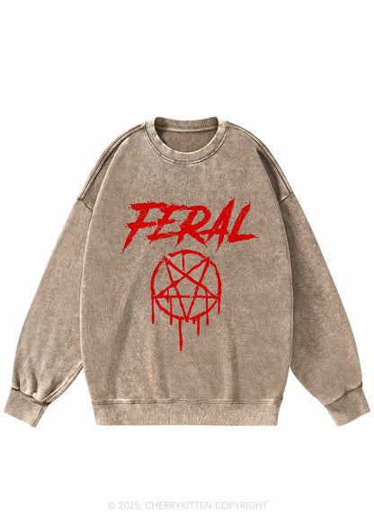 Halloween Feral Y2K Washed Sweatshirts Cherrykitten