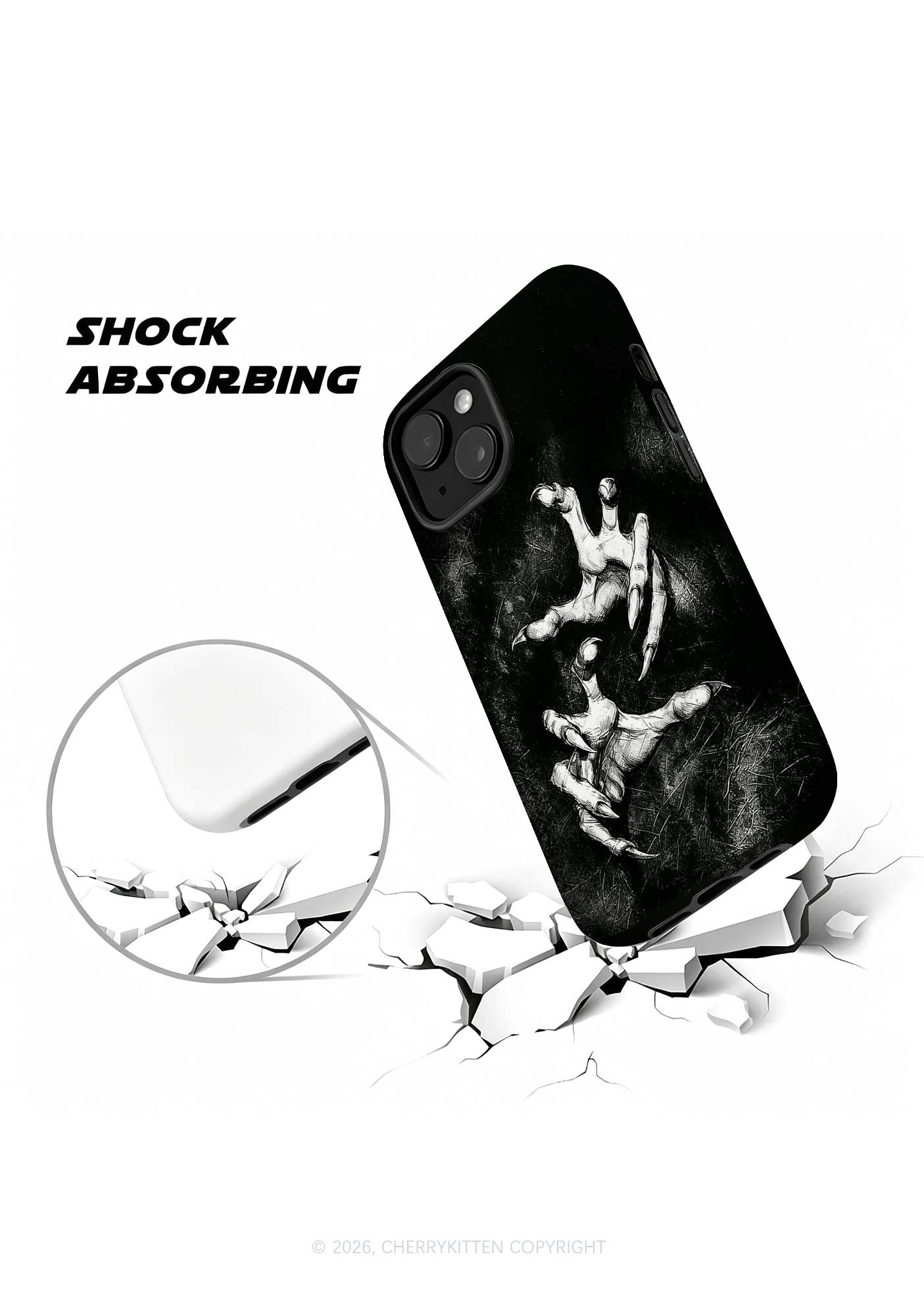 Halloween Black Demon Claws Y2K Phone Case Cherrykitten