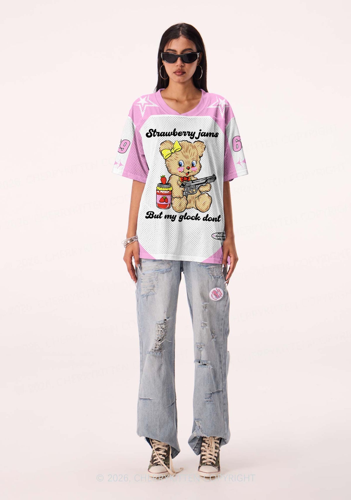 Strawberry Jams Bear Y2K Sport Jersey Shirts Cherrykitten