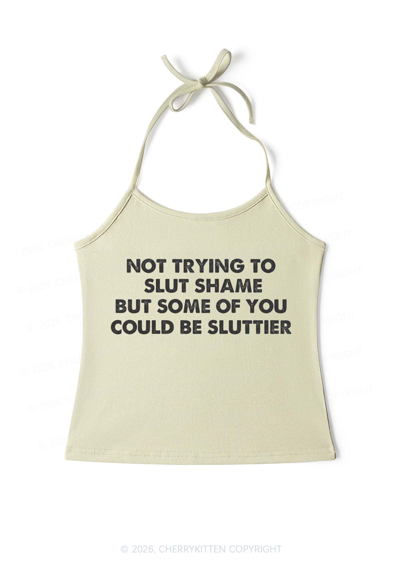 Not Trying To Slxt Shame Y2K Halter Neck Cami Cherrykitten