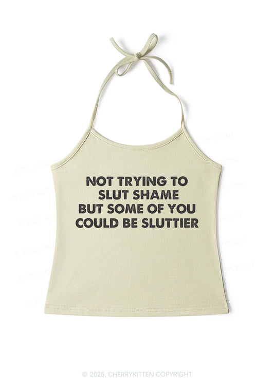 Not Trying To Slxt Shame Y2K Halter Neck Cami Cherrykitten