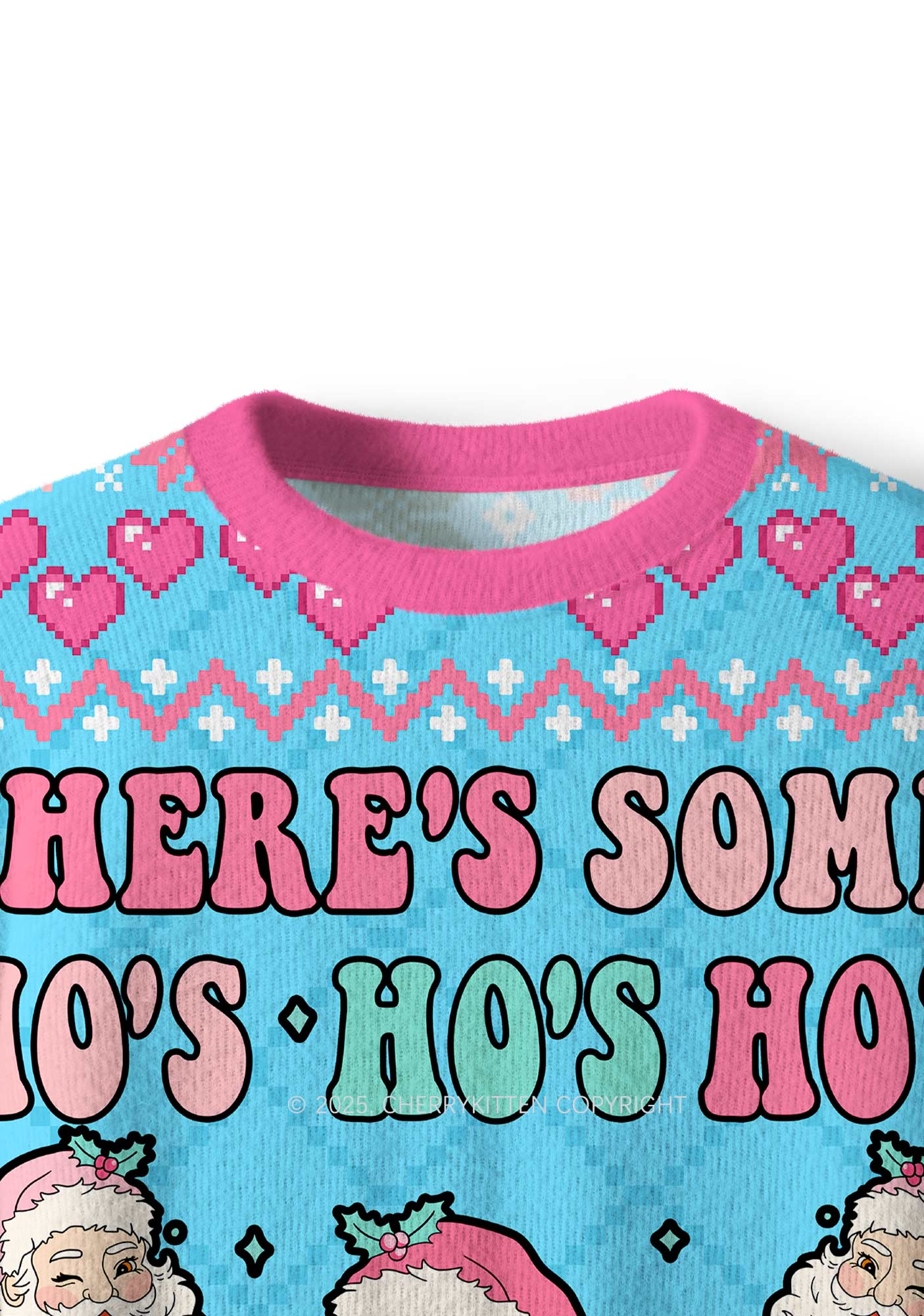 Pink Santas Y2K Christmas Knit Sweatshirt Cherrykitten