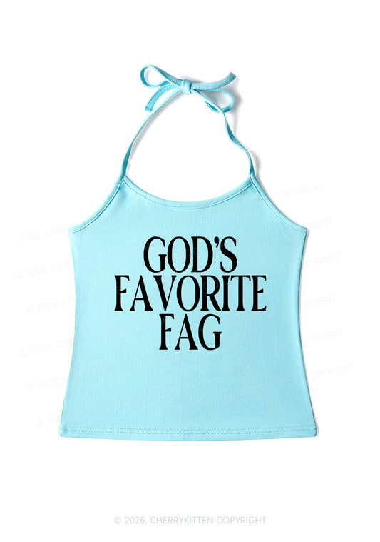 Gods Favorite Fag Pride Y2K Halter Neck Cami Cherrykitten