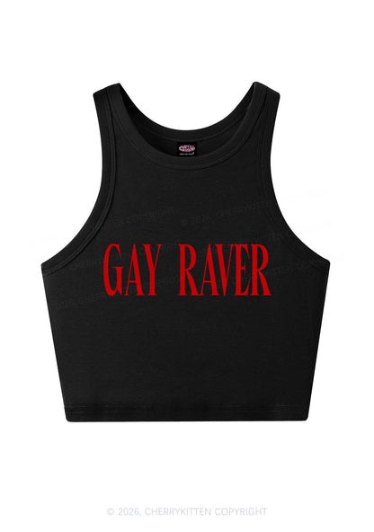 Gay Raver Pride Y2K Crop Tank Top Cherrykitten