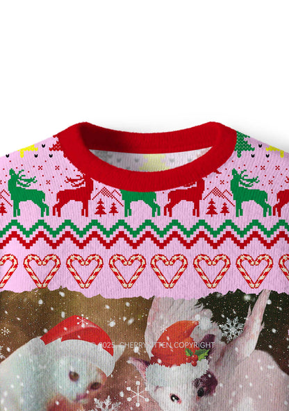 Cats Gift Y2K Christmas Knit Sweatshirt Cherrykitten