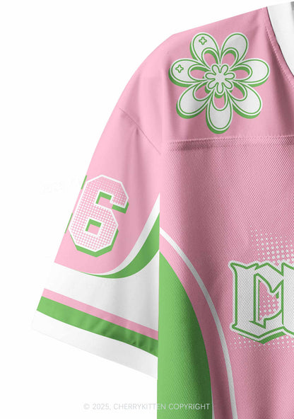Custom Team Pink Mint Heart Y2K Crop Sport Jersey Shirts Cherrykitten