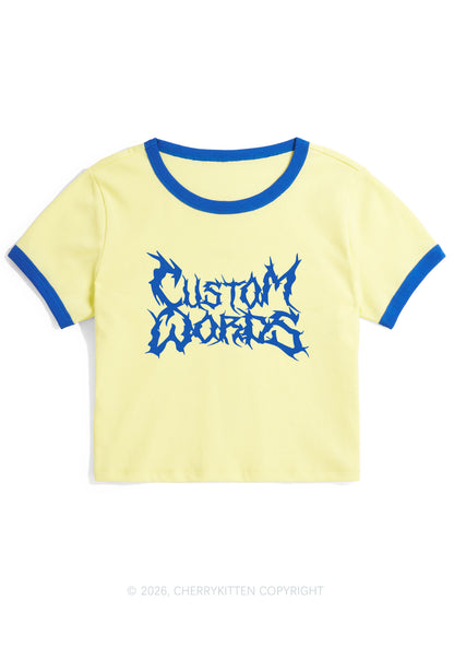 Custom Text Punk Font Y2K Ringer Tee Cherrykitten