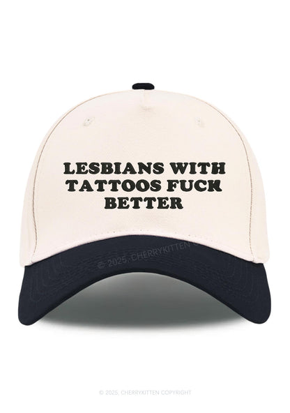 Embroidered Lesbians With Tattoos Pride Y2K Color Block Baseball Cap Cherrykitten