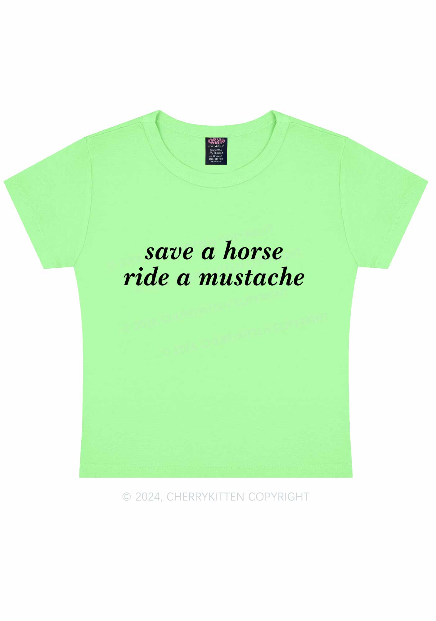 Ride A Mustache Y2K Baby Tee Cherrykitten