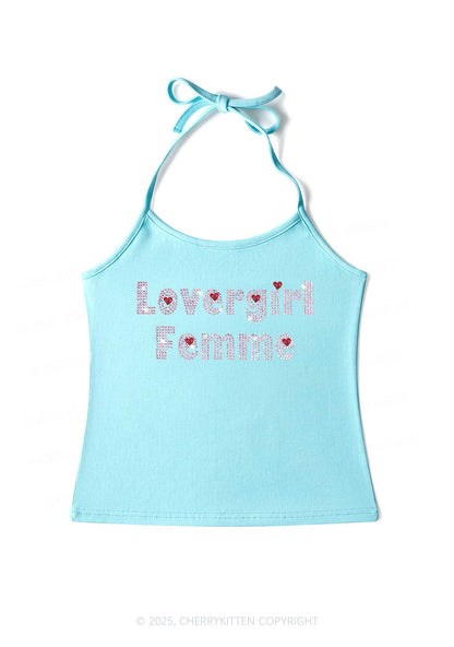 Rhinestone Lovergirl Femme Pride Y2K Halter Neck Cami Cherrykitten