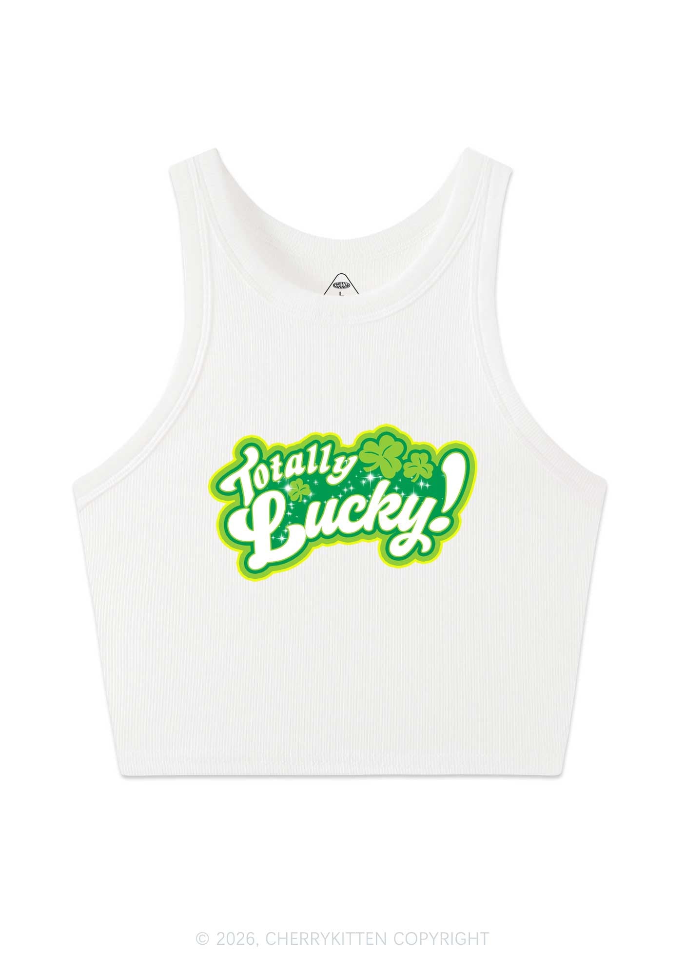 Totally Lucky St Patricks Y2K Crop Tank Top Cherrykitten