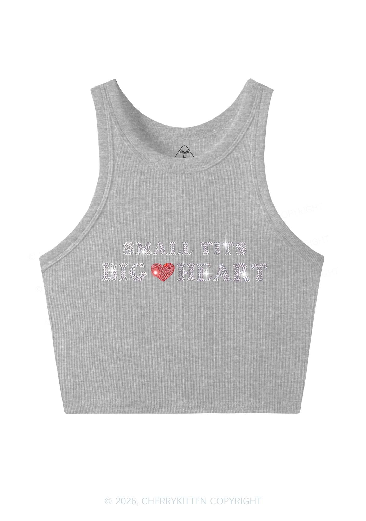 Rhinestone Big Heart Y2K Crop Tank Top Cherrykitten