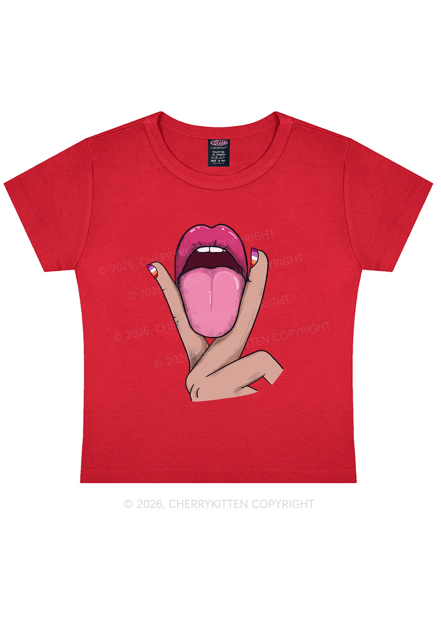 Lesbian Kissing Pride Y2K Baby Tee Cherrykitten