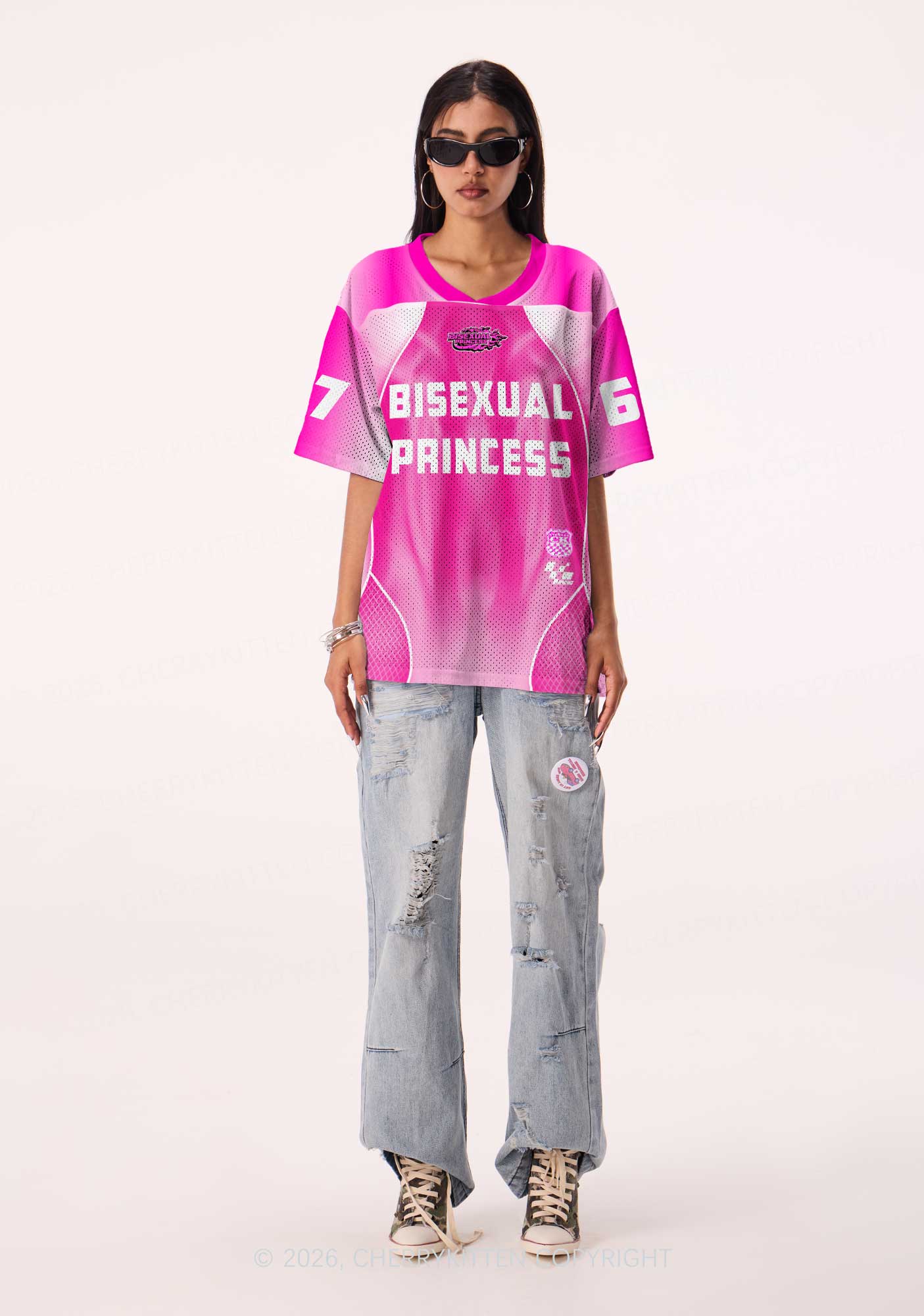 Hot Pink Bisexual Princess Pride Y2K Sport Jersey Shirts Cherrykitten