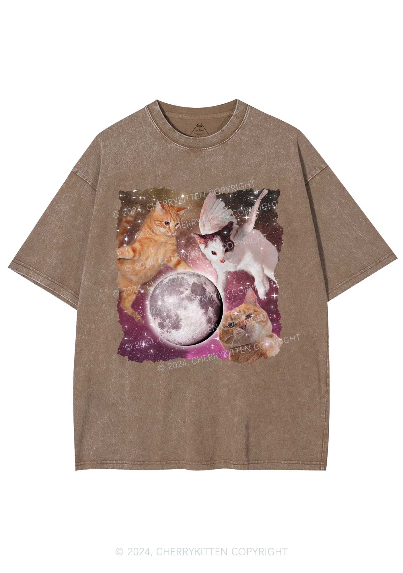 Cats On The Moon Y2K Washed Tee Cherrykitten