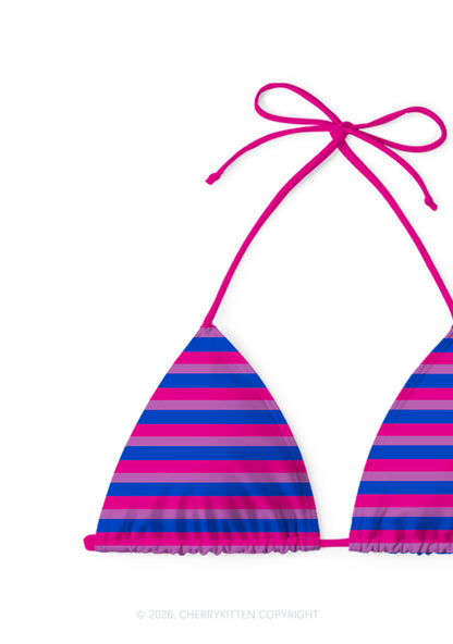 Bisexual Flag Stripe Pride Y2K Print Bikini Set Cherrykitten