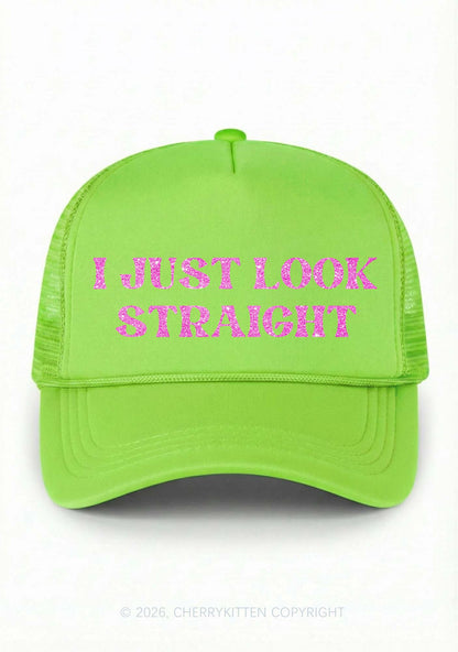 Glitter I Just Look Straight Pride Y2K Trucker Hat Cherrykitten
