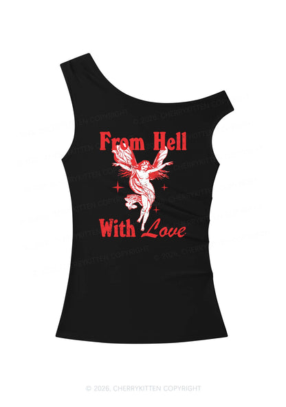 From Hall With Love Y2K Off Shoulder Tank Top Cherrykitten